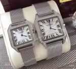 Cartier Santos Diamond Replica Watch Stainless Steel lovers watch